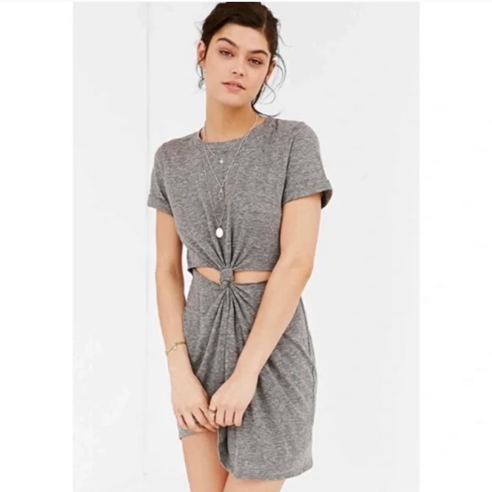 Urban Outfitter Honey Punch Knot Front Tee Dress- Gray